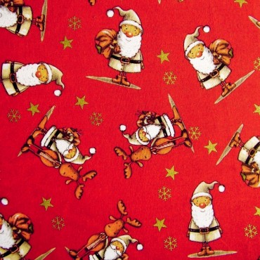 Papá Noel Y Rudolf sobre rojo
