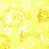 Tela patchwork notas musicales en amarillo champagne