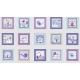 Panel patchwork pajaritos en lila, lavanda y azul