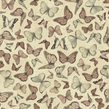 Tela patchwork Mirabelle mariposas en terracota