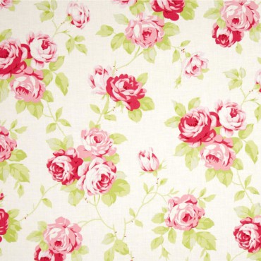 Tela patchwork Lulu Roses rosas sobre blanco