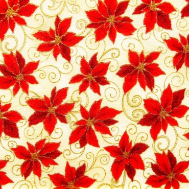 Tela patchwork Holiday Accents Classics poinsetias rojas