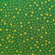 Tela patchwork de Navidad estrellitas doradas sobre verde oscuro 1