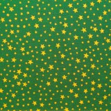 Tela patchwork de Navidad estrellitas doradas sobre verde oscuro 1