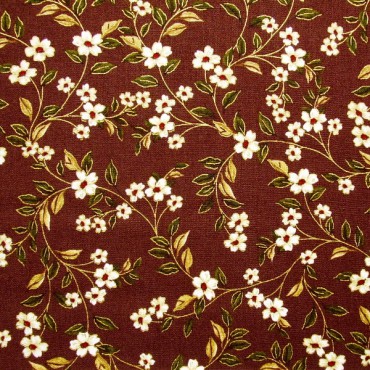 Tela patchwork Carmen entramado de florecitas sobre marrón