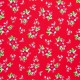 Tela patchwork de Navidad Pixie Noel poinsetias sobre rojo 1