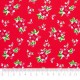 Tela patchwork de Navidad Pixie Noel poinsetias sobre rojo 2