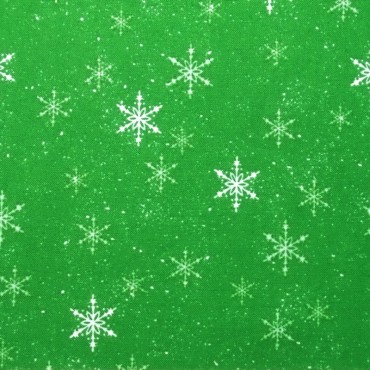 Tela patchwork de Navidad Santa Paws cristales de nieve sobre verde