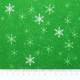 Tela patchwork de Navidad Santa Paws cristales de nieve sobre verde 2