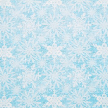 Tela patchwork de Navidad Snow Fun cristales de hielo sobre azul