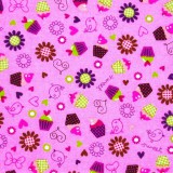 Tela patchwork cupcakes sobre rosa 1