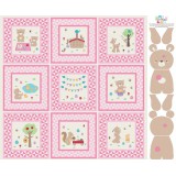 Panel patchwork Teddy Bear's Picnic en rosa