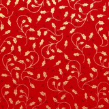 Tela patchwork de Navidad filigranas de acebo sobre rojo 1